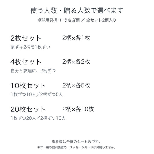 唐橋卓球オリジナル ぷくぷく卓球シール 10枚セット(2柄×各5枚) 卓球用具柄・うさぎ柄 立体シール