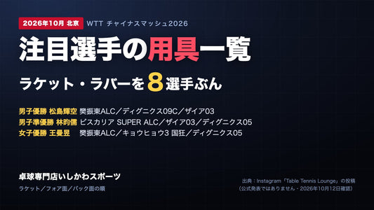 チャイナスマッシュ2026 注目選手8人の用具一覧｜松島輝空・林昀儒・王曼昱