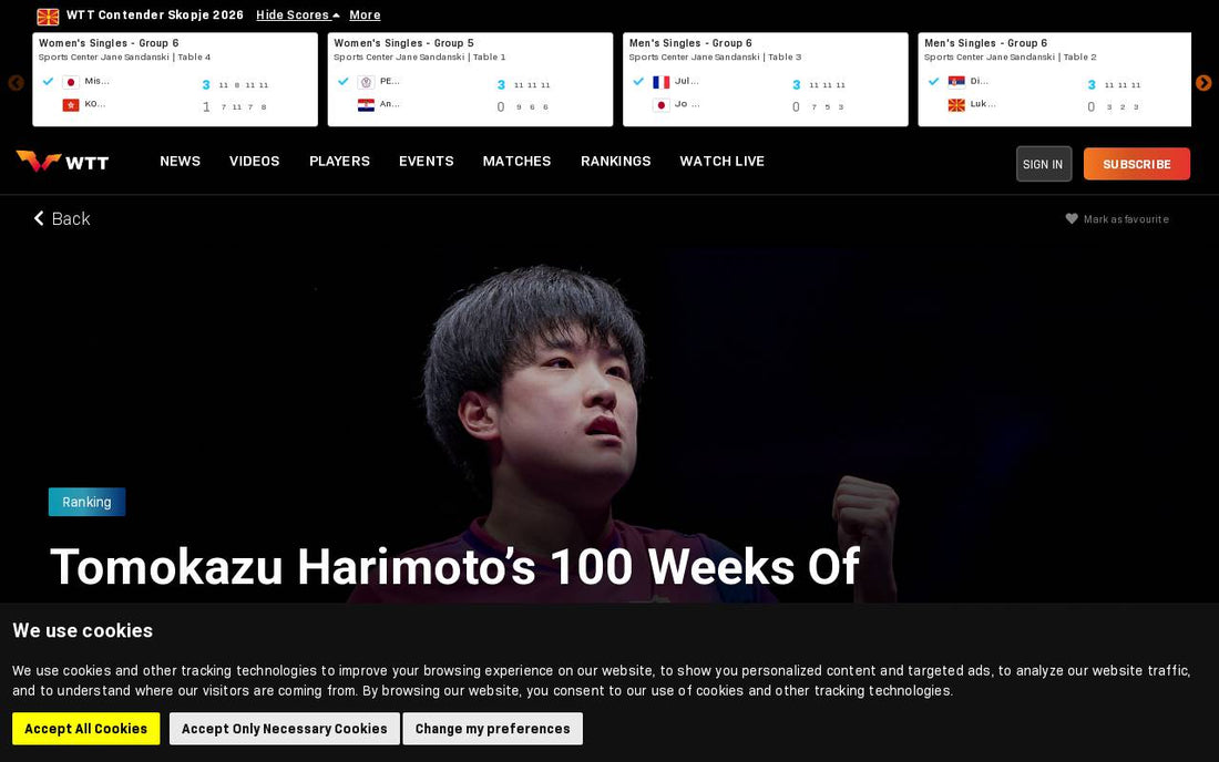 【速報】張本智和選手、世界ランク2位に返り咲き！驚異のトップ10連続100週達成！