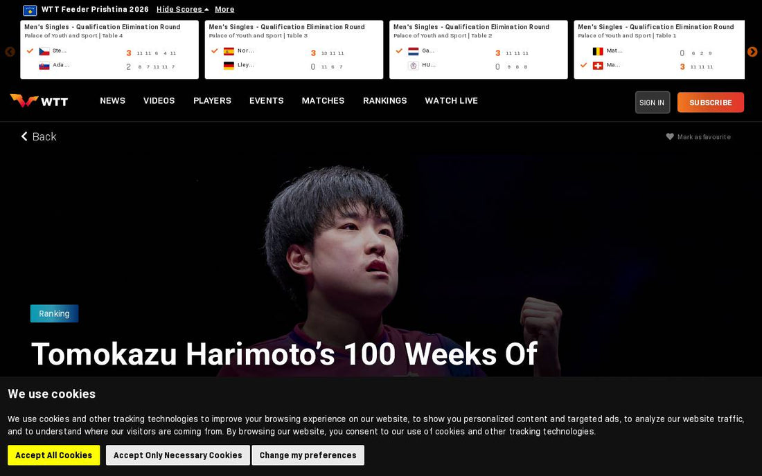張本智和選手、世界ランキング2位に返り咲き！驚異の100週連続トップランカーの軌跡